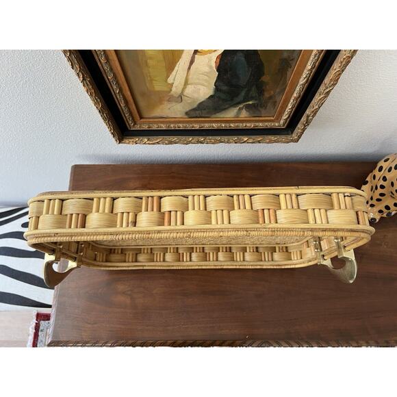 Vintage Ralph Lauren Rattan Reed Tray Brass Handles - Picture 12 of 15